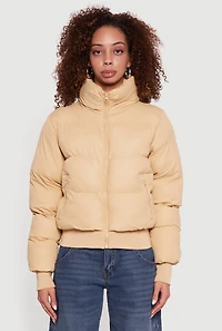 Zip Front Puffer Jacket with Removable Hood