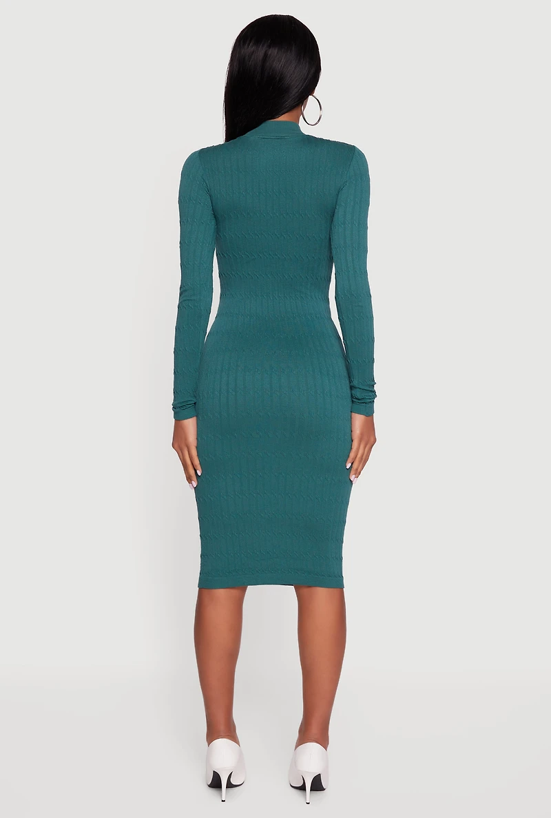 Long Sleeve Mock Neck Midi Sweater Dress