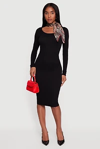 Long Sleeve Scoop Neck Midi Sweater Dress