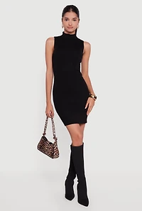 Mock Neck Sleeveless Sweater Dress