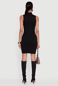 Mock Neck Sleeveless Sweater Dress