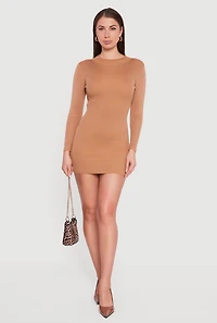 Long Sleeve Mock Neck Mini Sweater Dress