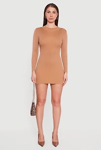 Long Sleeve Mock Neck Mini Sweater Dress