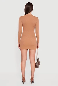 Long Sleeve Mock Neck Mini Sweater Dress