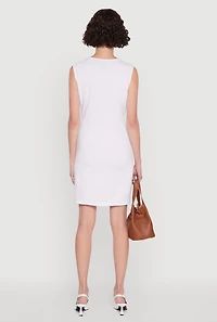 Womens Metallic Rose Detail Mini Sheath Dress, White, Size S