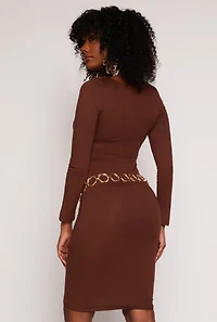 Long Sleeve Scoop Neck Midi Dress