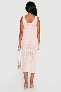 Sleeveless Crochet Midi Dress with Bows