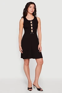 Keyhole Bow Detail Sleeveless Skater Dress