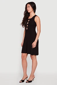 Keyhole Bow Detail Sleeveless Skater Dress