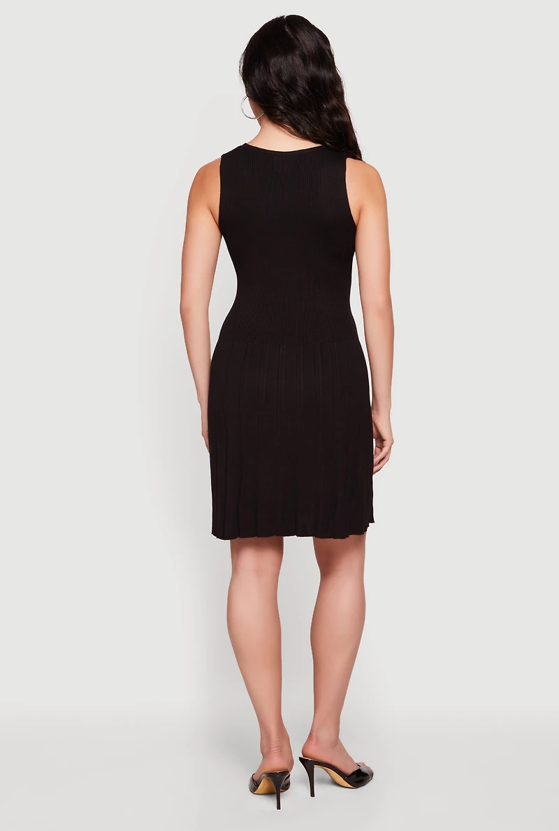 Keyhole Bow Detail Sleeveless Skater Dress
