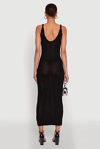 Womens Trendy Cable Knit Sleeveless Maxi Dress, Black, Size M