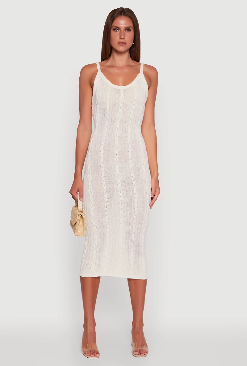 Trendy Cable Knit Sleeveless Maxi Dress