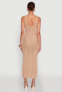 Womens Trendy Cable Knit Sleeveless Maxi Dress,