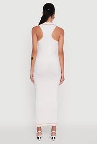 Womens Textured Knit Greek Key Patterned Midi Dress, White,
