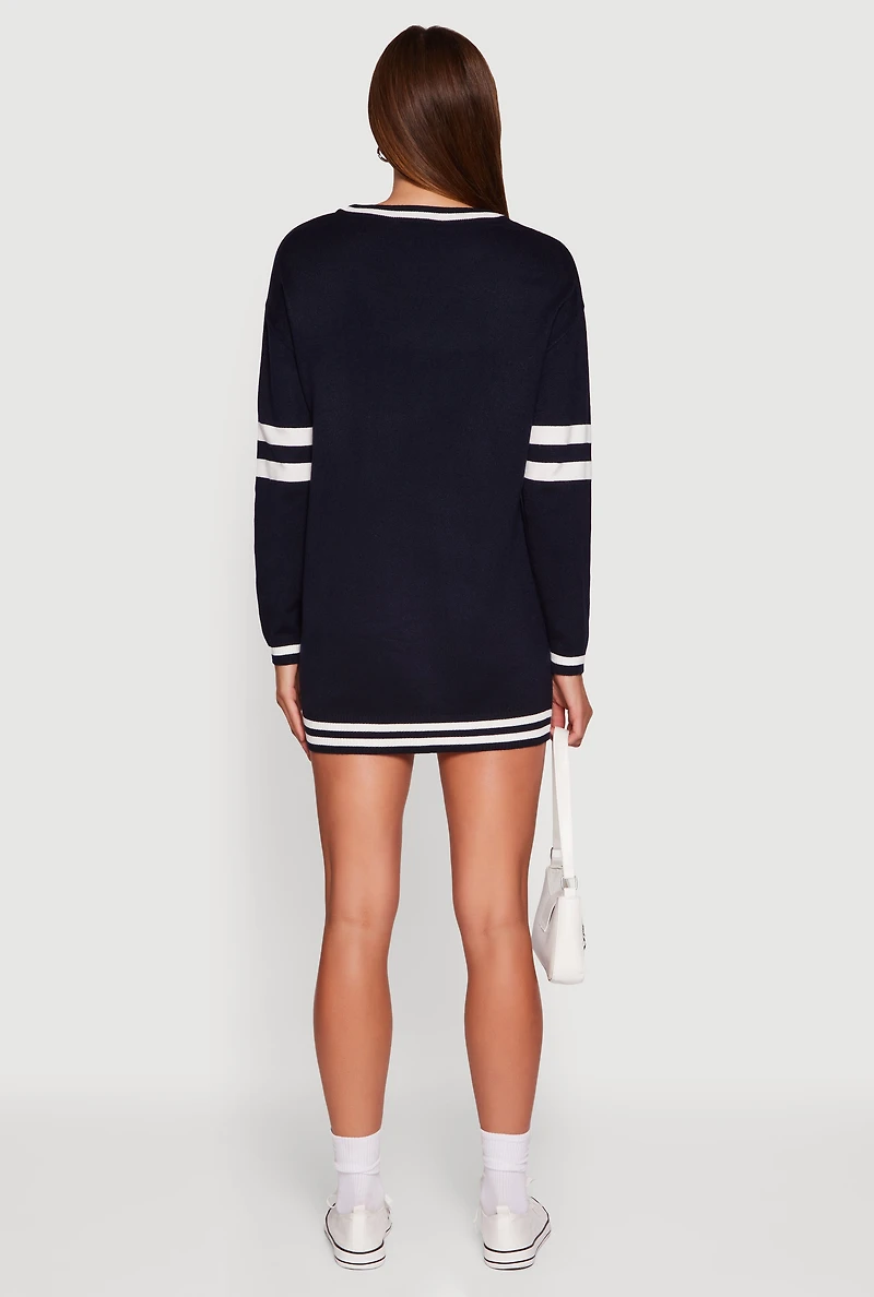 Womens Sweater Dress with New York Graphic,