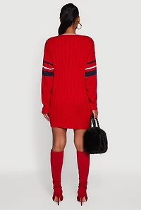 Womens New York USA Graphic Long Sleeve Sweater Dress,