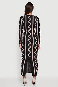 Printed Square Neck Maxi Sweater Dress
