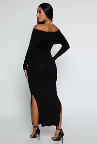 Side Slit Off The Shoulder Maxi Dress