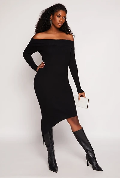 Asymmetrical Off The Shoulder Dress