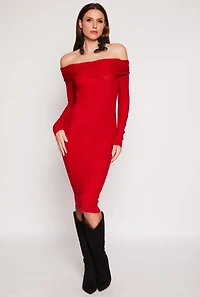 Greek Key Off the Shoulder Dress