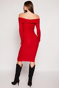 Greek Key Off the Shoulder Dress