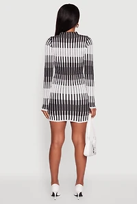 Womens Trendy Mock Neck Striped Long Sleeve Sweater Dress, Multi,