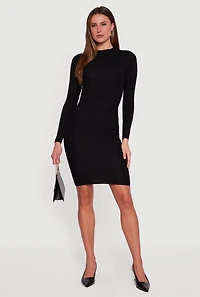 Womens Long Sleeve Sweater Dress with Greek Key Pattern,