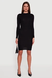 Long Sleeve Sweater Dress with Greek Key Pattern