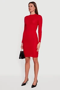 Long Sleeve Sweater Dress with Greek Key Pattern