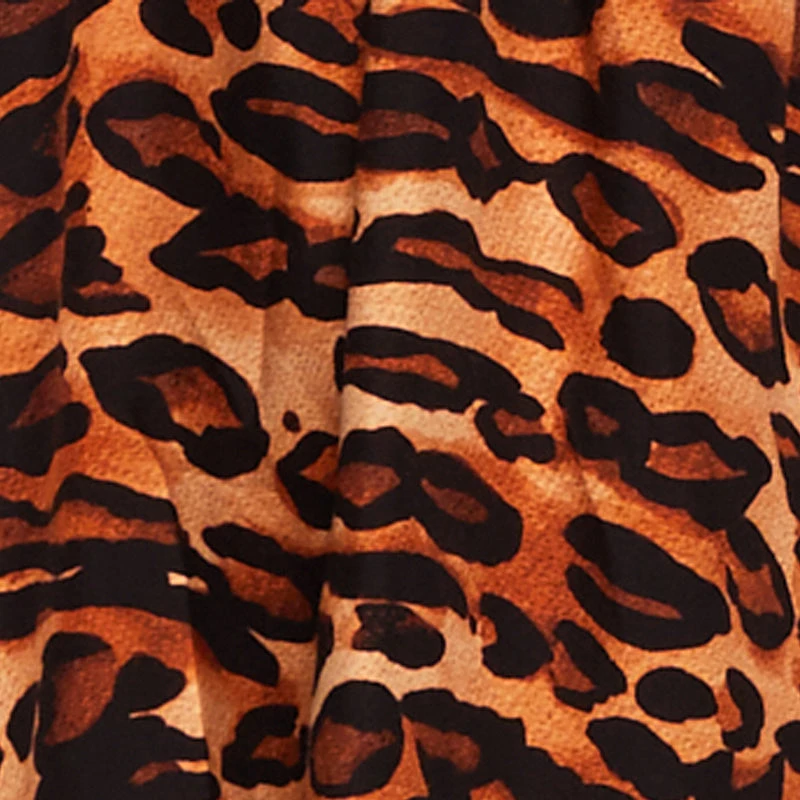 Trendy Leopard Print Tiered V-Neck Cinched Waist Dress