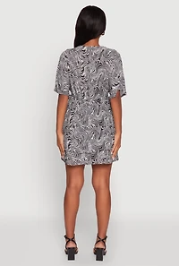 Trendy Psychedelic Swirl V-Neck Tiered Dress