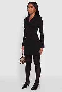 Womens Double Breasted Captains Blazer Dress, Black, Size XL
