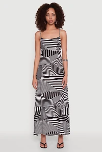 Womens Striped Print Cut Out Back Maxi Dress, Multi, Size M