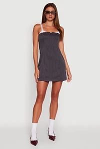 Womens Patterned Lace Trim Sleeveless Mini Dress, Blue, Size L