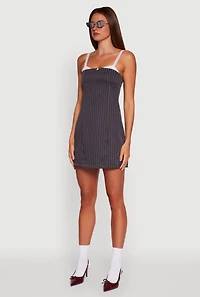 Womens Patterned Lace Trim Sleeveless Mini Dress, Blue, Size L