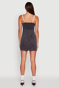 Patterned Lace Trim Sleeveless Mini Dress