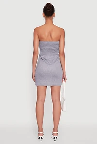 Womens Pinstripe Pocket Detail Strapless Mini Dress, Grey, Size XL