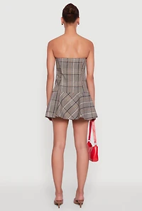 Plaid Strapless Skater Dress