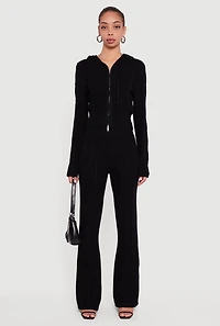 High Waisted Cable Knit Pull On Pants