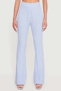 Womens High Waisted Cable Knit Pull On Pants, XL