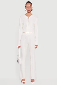 Zip Front Cable Knit Hooded Cardigan