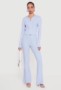 Zip Front Cable Knit Hooded Cardigan