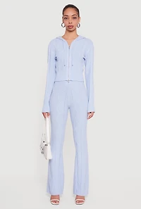 Zip Front Cable Knit Hooded Cardigan