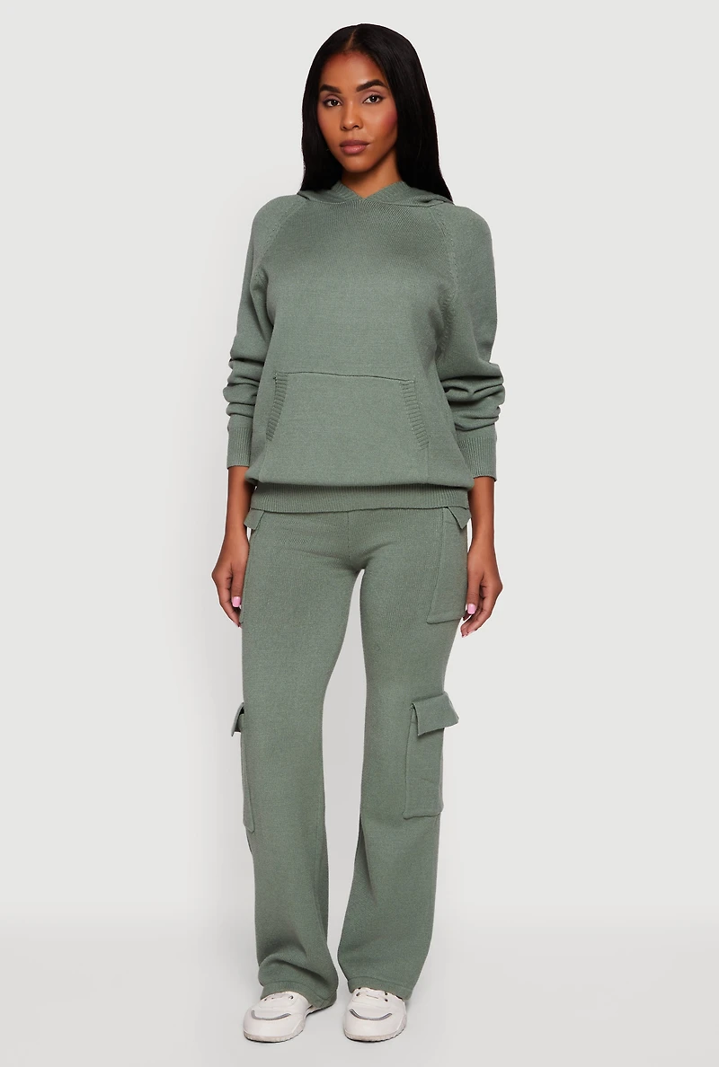 Womens Kangaroo Pocket Pullover Sweater Hoodie,