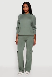 Womens Kangaroo Pocket Pullover Sweater Hoodie,