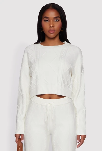Cable Knit Cropped Pullover Sweater