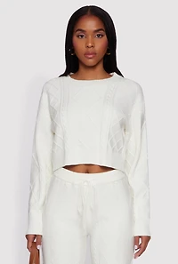 Cable Knit Cropped Pullover Sweater