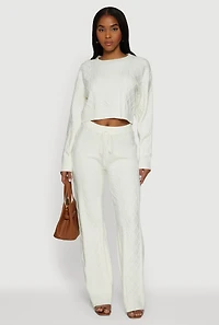 Cable Knit Cropped Pullover Sweater