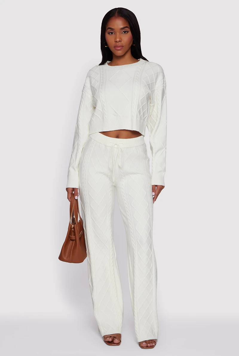 Cable Knit Cropped Pullover Sweater