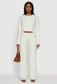 Cable Knit Cropped Pullover Sweater